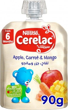 Nestle Cerelac Fruits & Vegetables Puree Pouch Apple Carrot Mango 90gm